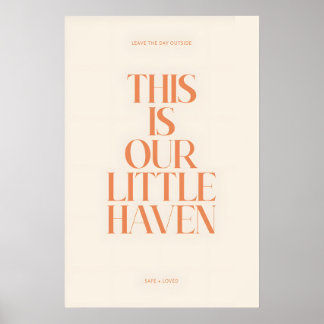 オレンジのセリフ体タイポグラフィプリント「Our Little Haven」オ ポスター