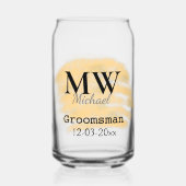 オレンジのセージ緑のgroomsman追加の名前の文字の日付b ガラス缶 (裏面)