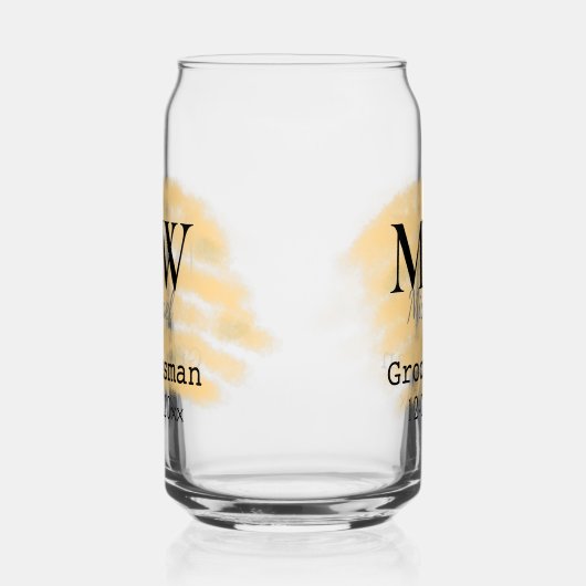 オレンジのセージ緑のgroomsman追加の名前の文字の日付b ガラス缶 (右)