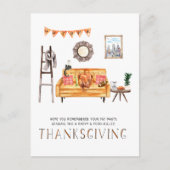 オレンジのソファ | かわいいフレンドギビング・サンクスギビング シーズンポストカード (正面)