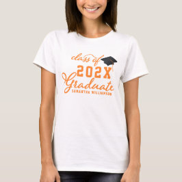 オレンジのタイポグラフィ クラス2026 卒業 Tシャツ