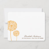 オレンジのタンポポ フラット ノートカード (正面)