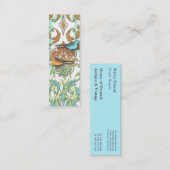 オレンジのダイヤモンドのダマスク織、春の鳥及び水 スキニー名刺 (正面/裏面)