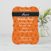 オレンジのチアリパーソナライズされたーダーパターンを名前にする 招待状 (スタンド正面)