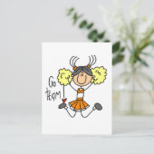 オレンジのチアリーダーTシャツと贈り物 ポストカード (スタンド正面)