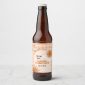 オレンジのチェック柄 初めての誕生日 ビールラベル (正面)