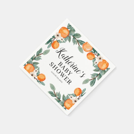 オレンジのツインベイビーシャワーペーパーナプキン スタンダードカクテルナプキン (角)