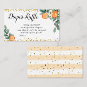 オレンジのツインベビーシャワーオムツラッフル エンクロージャーカード (正面/裏面)