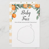 オレンジのツインベビーシャワーベビー顔ゲーム (正面/裏面)