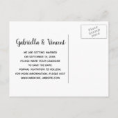 オレンジのデイジーとバーンウッドウェディング日付を保存 案内ポストカード (裏面)