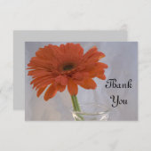 オレンジのデイジーの花瓶フラットサンキューノート サンキューカード (正面/裏面)