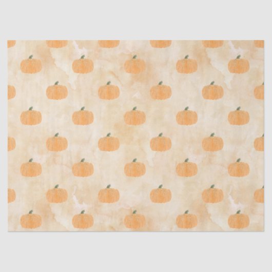 オレンジのデコページ上の水色のカボチャ 薄葉紙 (正面)