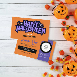 オレンジのトランクまたはトリートハロウィンクーポン 名刺