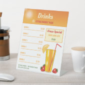 オレンジのトロピカルドリンクメニュー バーまたはレストラン用 台座サイン (インサイチュ)