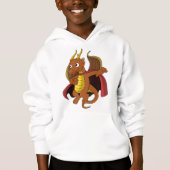 オレンジのドラゴンの漫画フード付きスウェットシャツ (正面)