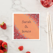 オレンジのナプキンに銀色の結婚星の花 スタンダードカクテルナプキン (インサイチュ)