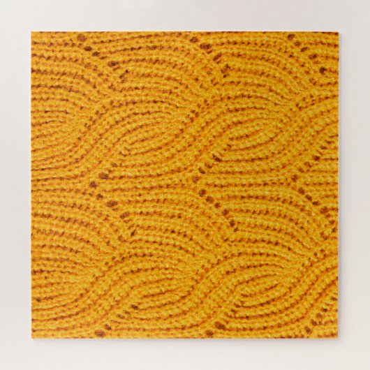 オレンジのニットのセーター、テクスチャ付きの背景。 ジグソーパズル (横)