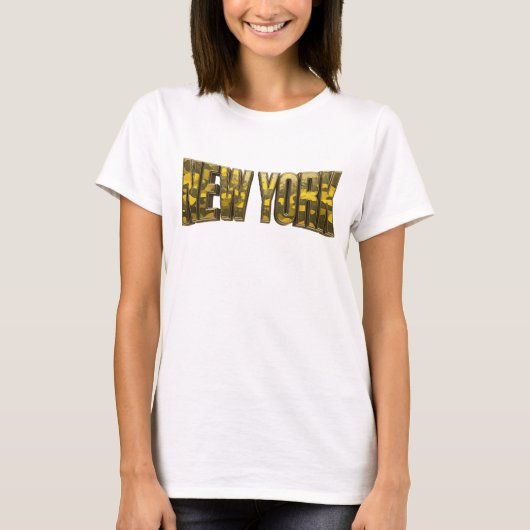 オレンジのニューヨークTシャツデザインが美しい Tシャツ (正面)