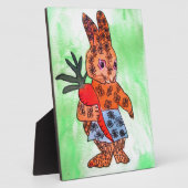 オレンジのニンジンとキュートなイースターバニーイラストレーション フォトプラーク (側面)