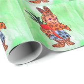 オレンジのニンジンとキュートなイースターバニーイラストレーション ラッピングペーパー (ロールコーナー)