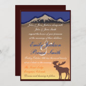 オレンジのネイビカスタムームー芸術的スの結婚式招待 招待状 (正面/裏面)