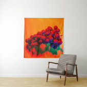 オレンジのネオンライトの青ブドウの群れ。食べ物b タペストリー (インサイチュ(横))