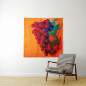 オレンジのネオンライトの青ブドウの群れ。食べ物b タペストリー (インサイチュ)