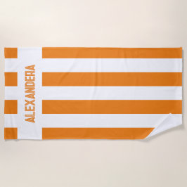 オレンジのネーム バチェロレッテ パーティー ビーチタオル