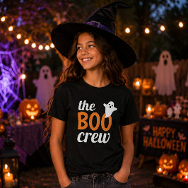 オレンジのハロウィンファミリーマッチングガールズTシャツ The Boo Crew Tシャツ