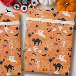 オレンジのハロウィン初お誕生日おめでとう ラッピングペーパー