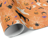 オレンジのハロウィン初お誕生日おめでとう ラッピングペーパー (ロールコーナー)