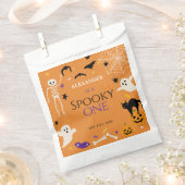 オレンジのハロウィン1歳の誕生日おばけ フェイバーバッグ (クリップ留めされた状態)