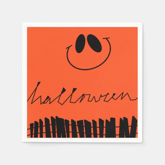 オレンジのハロウィーンデザイン スタンダードカクテルナプキン (正面)