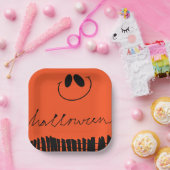 オレンジのハロウィーンデザイン ペーパープレート (パーティー)