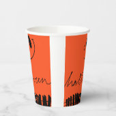 オレンジのハロウィーンデザイン 紙コップ (左)