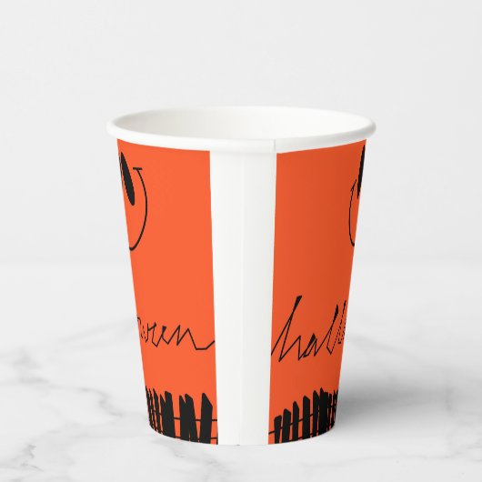 オレンジのハロウィーンデザイン 紙コップ (右)
