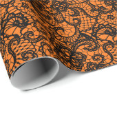 オレンジのハロウィーンブラックレース ラッピングペーパー (ロールコーナー)