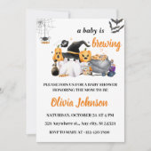 オレンジのハロウィーンベビーは赤ちゃんシャワーを醸造している 招待状 (正面)