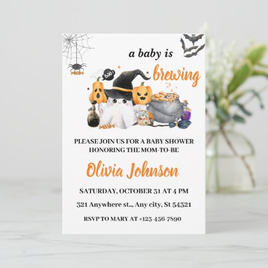 オレンジのハロウィーンベビーは赤ちゃんシャワーを醸造している 招待状 (スタンド正面)