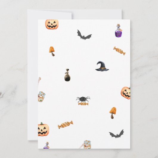 オレンジのハロウィーンベビーは赤ちゃんシャワーを醸造している 招待状 (裏面)