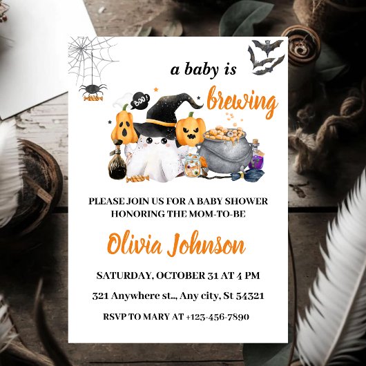 オレンジのハロウィーンベビーは赤ちゃんシャワーを醸造している 招待状