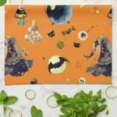 オレンジのハロウィーン要素 キッチンタオル (折り畳み)