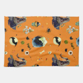 オレンジのハロウィーン要素 キッチンタオル (横)
