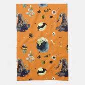 オレンジのハロウィーン要素 キッチンタオル (縦)