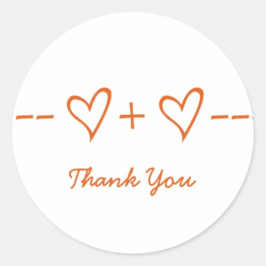 オレンジのハート方程式ありがとうシール ラウンドシール (正面)