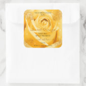 オレンジのバラの花のラベル製品ラベル ヤシの葉付き スクエアシール (バッグ)