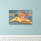 オレンジのバーベルを持ち上げる子供 キャンバスプリント (インサイチュ (ウッドフロア))