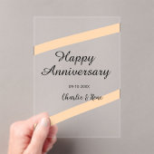 オレンジのパステルラインの結婚記念日 名前入り アクリル招待状 (インサイチュ (ポータブル))