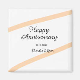 オレンジのパステルラインの結婚記念日 名前入り マグネット