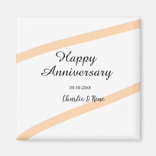 オレンジのパステルラインの結婚記念日 名前入り マグネット
